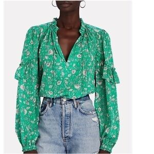 Intermix Marika Ruffled Fil Coup’e Silk Blouse